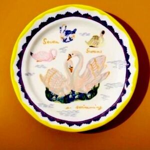 Nathalie Lete 12 days of Christmas plate 7 swans a swimming